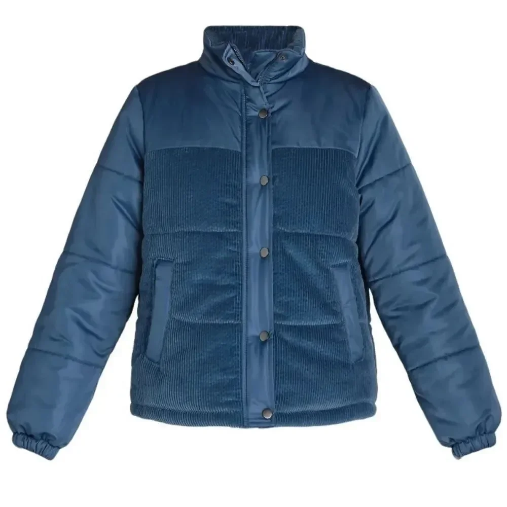 NWT SZ XL Time and Tru Mixed Media Puffer Jacket in French-Blue